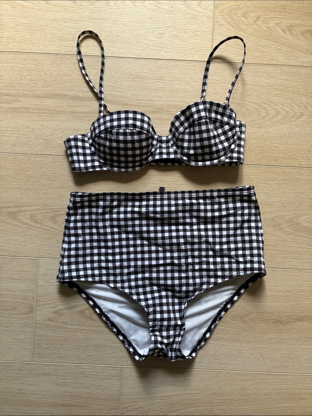 J. Crew Black and White Gingham Bikini Bottoms